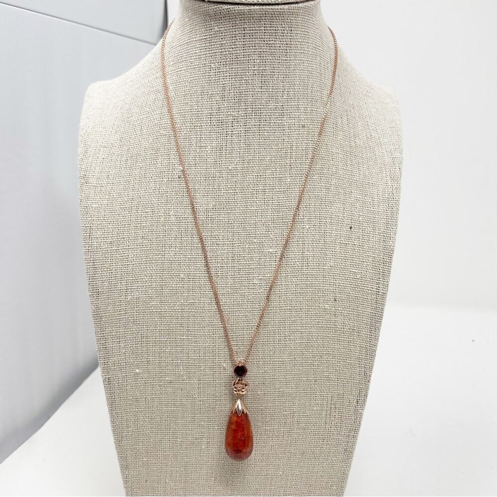 JTV Red Sponge Rose Gold Necklace